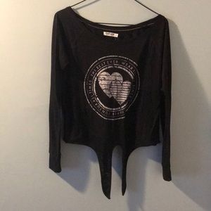 long sleeve, tie in front shirt